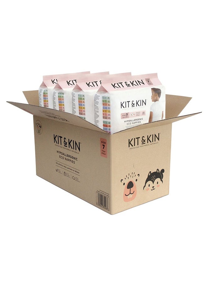 Kit & Kin حفاضات بيئية حجم 7 - 88 قطعة (4x22) - Image 1